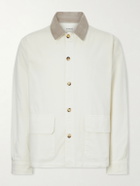 FRAME - Suede-Trimmed Cotton-Blend Jacket - White