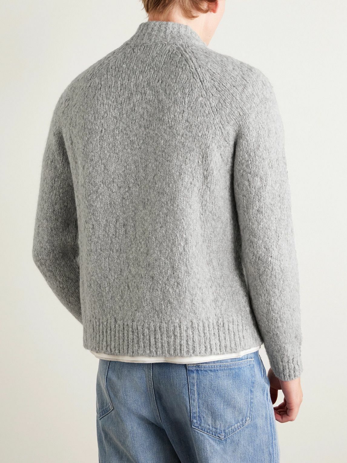Mr P. - Alpaca-Blend Bouclé Zip-Up Cardigan - Gray