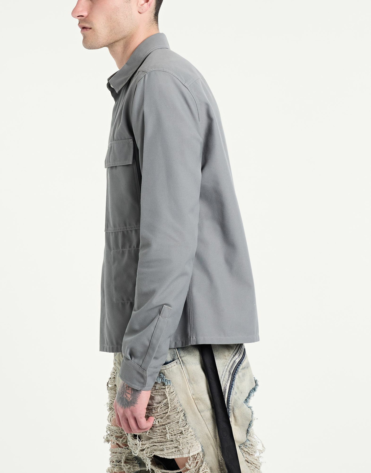 Rick Owens Mens Shirt in Grey