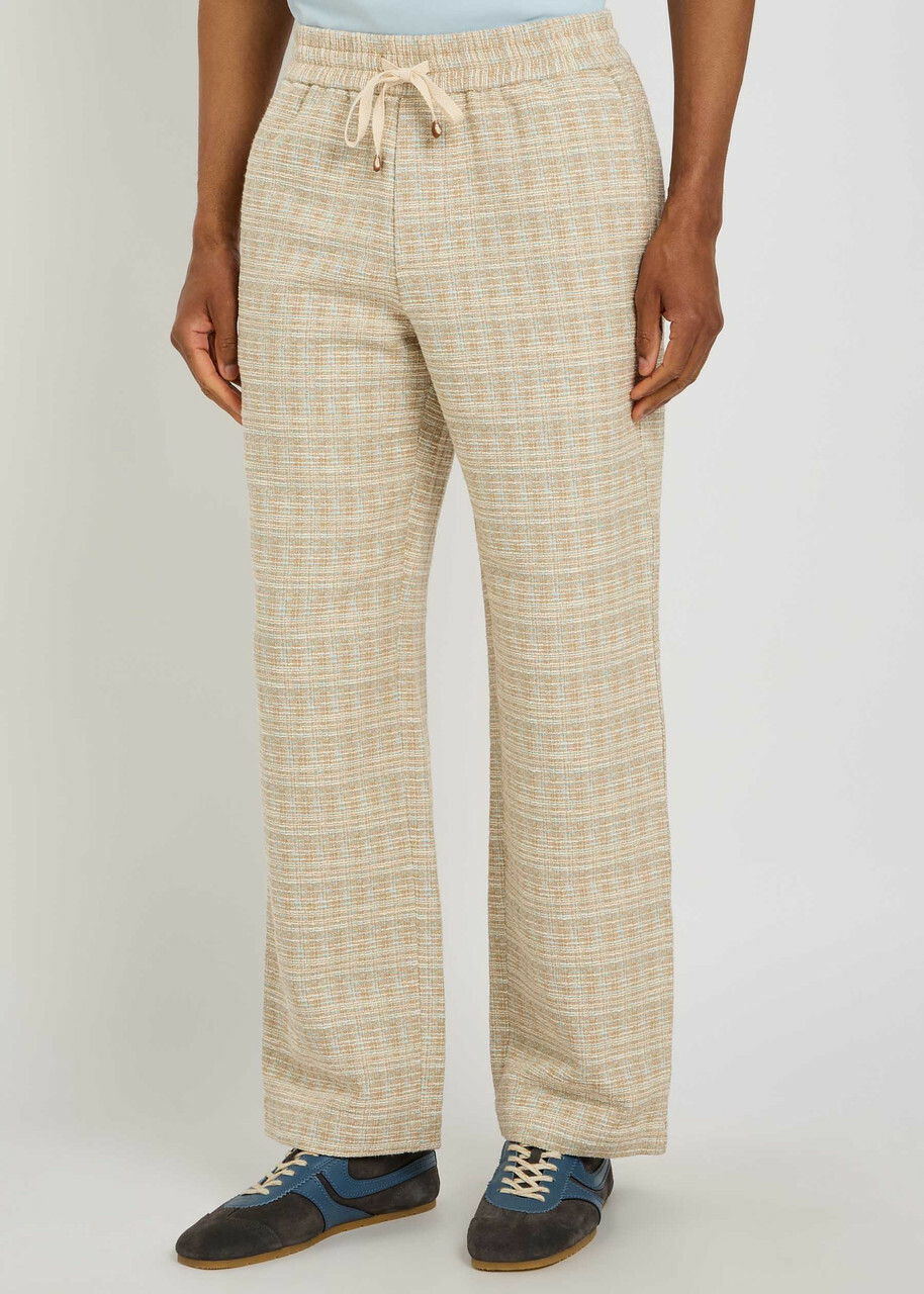 DRÔLE DE Monsieur Pantalon Elastiqué Straight-leg Tweed Trousers Sand