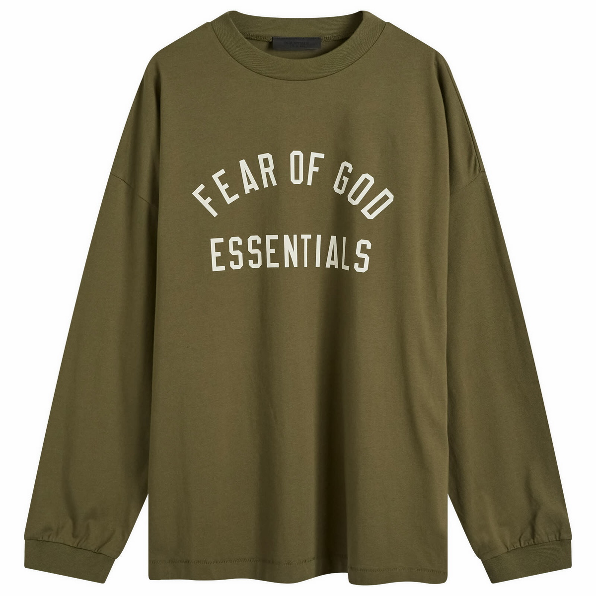 国内発送☆FEAR OF GOD☆JERSEY LONG SLEEVE TEE/OLIVE Fear of God ESSENTIALS Men's Long Sleeve Jersey T-Shirt in