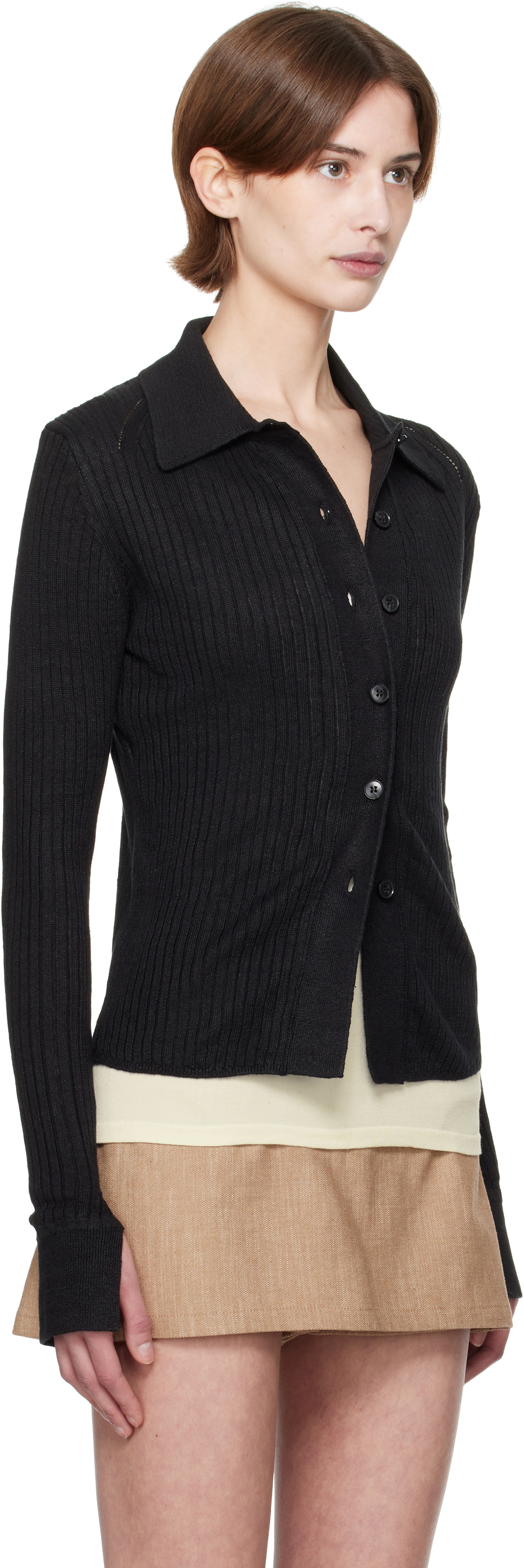 mfpen Black Knitted Rib Shirt