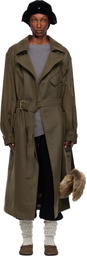OPEN YY Khaki Motorcycle Maxi Trench Coat