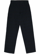 Labrum London Blue Monogram Straight-Leg Trousers