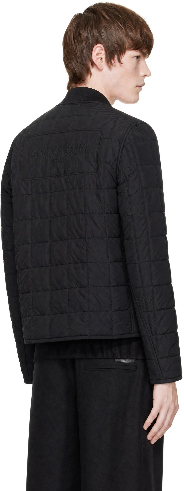 Givenchy Black Couture Seam Quilted 'Givenchy Paris' Jacket