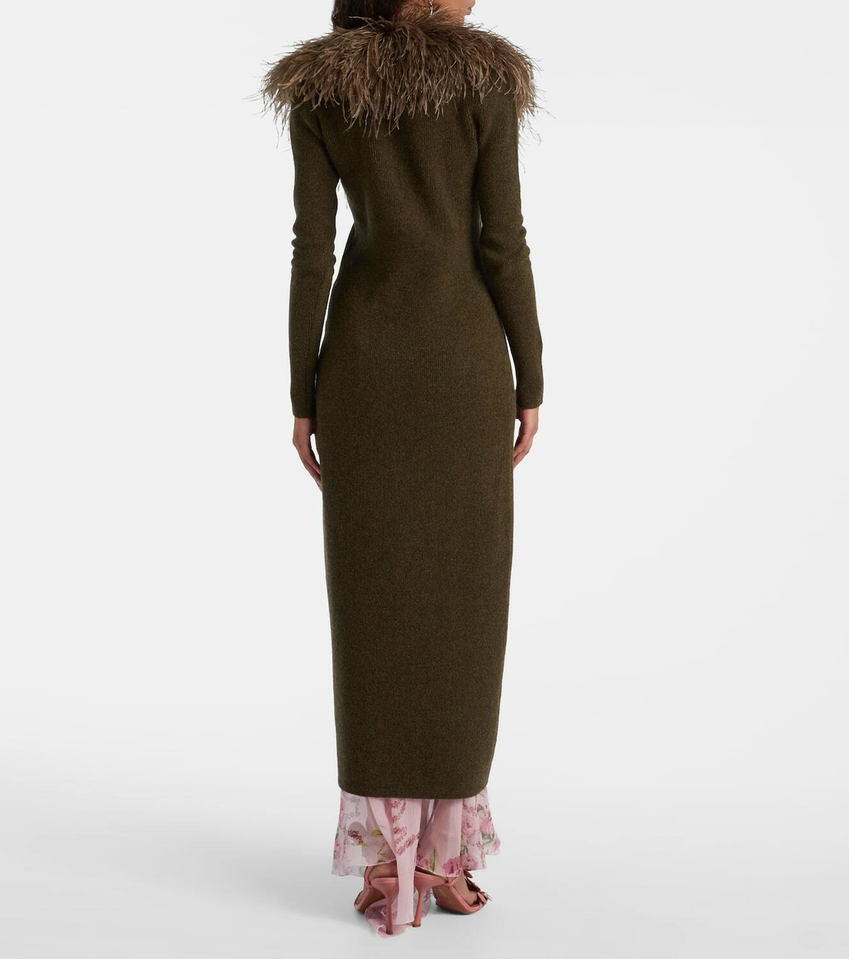 Blumarine Feather-trimmed wool cardigan