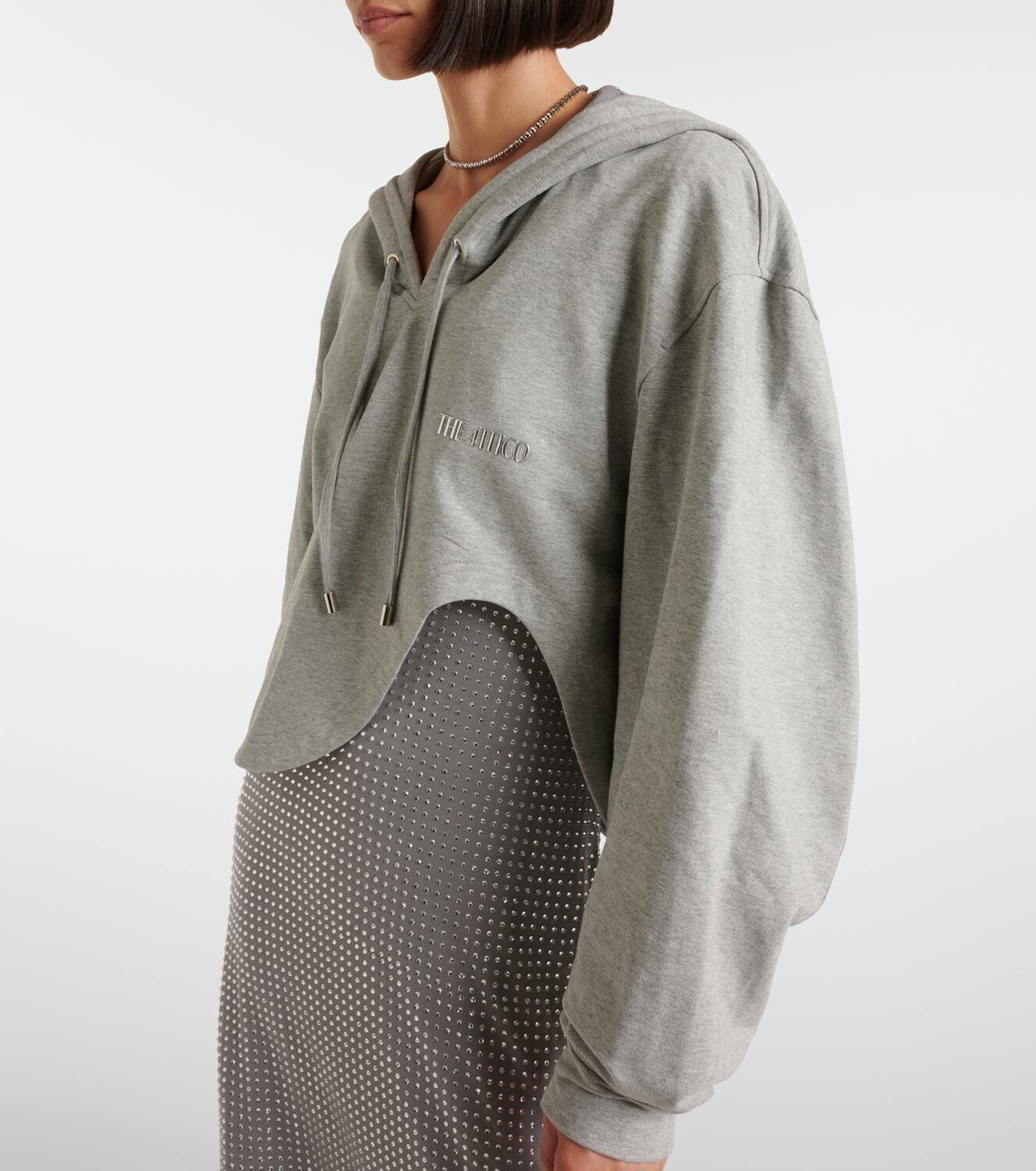 The Attico Asymmetric cotton-blend jersey hoodie