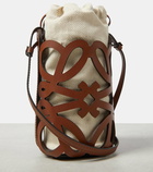 Loewe Anagram leather and canvas pouch with strap