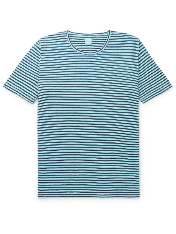 Photo: 120% - Striped Linen-Jersey T-Shirt - Blue