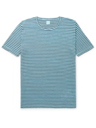 120% - Striped Linen-Jersey T-Shirt - Blue