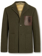 Tod's - Logo-Debossed Leather-Trimmed Shetland Wool Blazer - Green