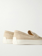 Tod's - Canvas-Trimmed Nubuck Penny Loafers - Unknown