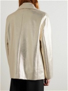 Séfr - Peace Shawl-Collar Metallic Faux Leather Blazer - White
