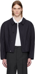 Bally Navy Taffeta Bomber Jacket