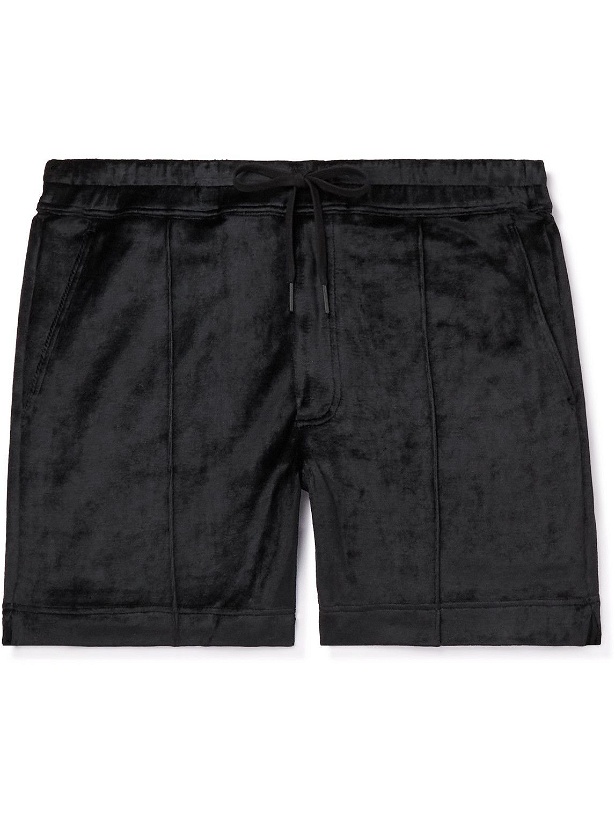 Photo: TOM FORD - Modal-Blend Velour Drawstring Shorts - Black