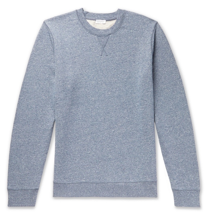 Photo: Sunspel - Mélange Loopback Cotton-Jersey Sweatshirt - Blue