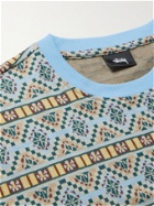 STÜSSY - Giza Cotton-Jacquard T-Shirt - Blue