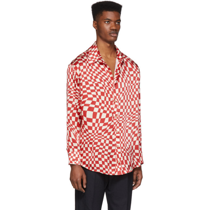 The Elder Statesman Red Silk Kaleidoscope Shirt