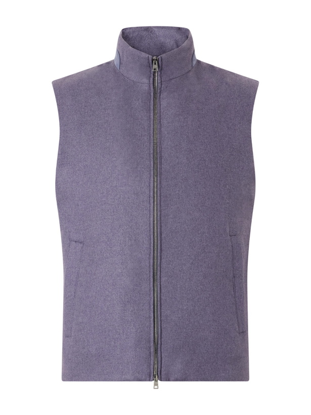 Photo: Herno - Leather Trimmed Silk and Cashmere-Blend Vest - Purple