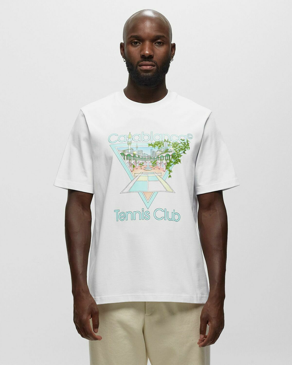 Casablanca Tennis Club Pastelle Printed T Shirt White