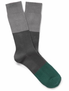 Mr P. - Colour-Block Ribbed-Knit Socks
