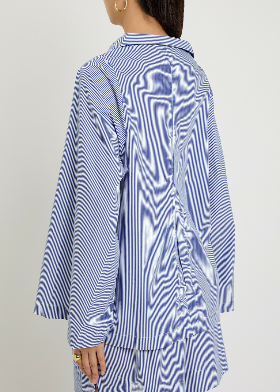 Faithfull The Brand Gaia Striped Cotton-poplin Blouse Blue