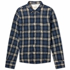 Officine Generale Men's Officine Générale Benoit Wrinkle Check Shirt in Navy/White