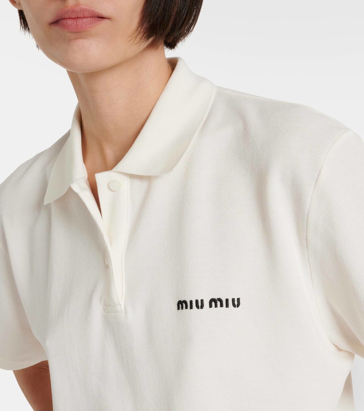 Miu Miu Logo cotton piqué polo shirt Miu Miu