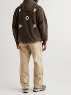 Pop Trading Company - Logo-Print Cotton-Jersey Hoodie - Brown