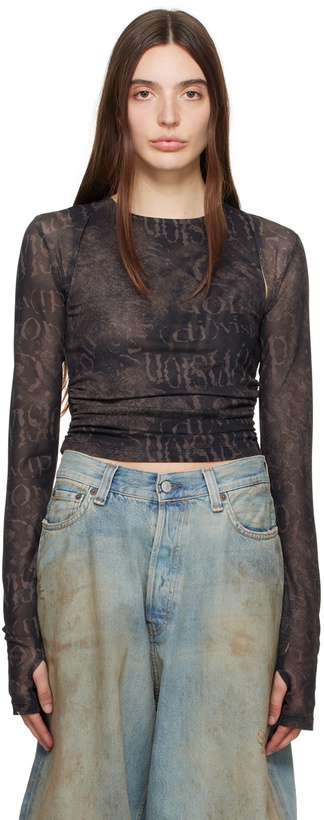 Photo: (di)vision Black & Brown Semi-Sheer Cardigan
