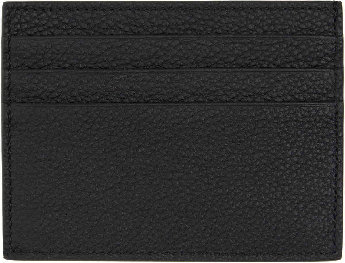 Thom Browne Black Soft Pebble Grain Note Compartment Card Holder