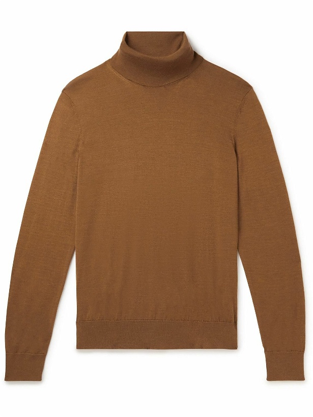 Photo: Zegna - Cashmere and Silk-Blend Turtleneck Sweater - Brown