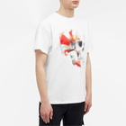 Alexander McQueen Men's Obscured Skull Print T-Shirt in White/Red/Black