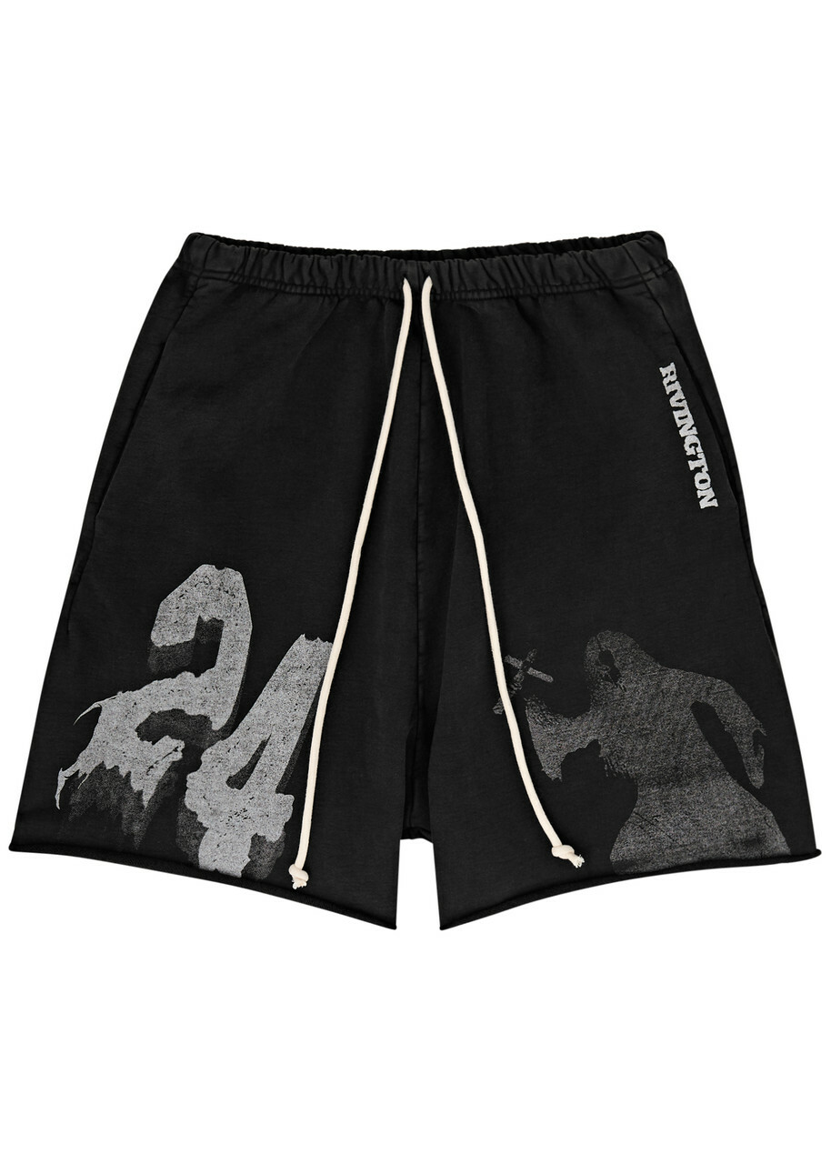 Rivington Roi Rebis Enemy Printed Cotton Shorts Black