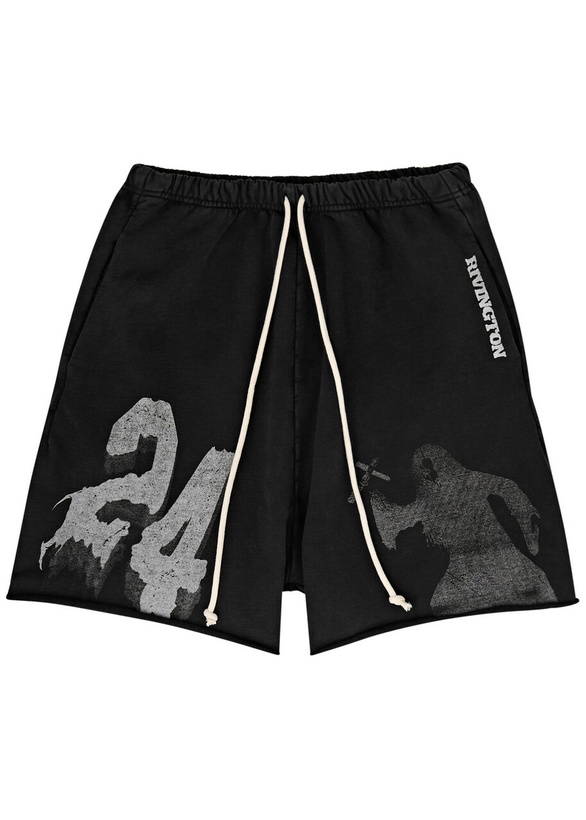 Photo: Rivington Roi Rebis Enemy Printed Cotton Shorts Black