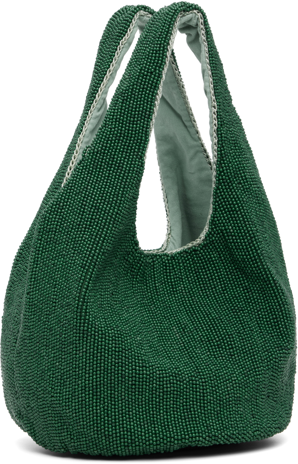 JW Anderson Green Mini Beaded Shopper Tote