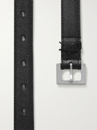 SAINT LAURENT - 2cm Pebble-Grain Leather Belt - Black