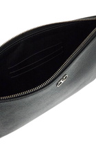 VALENTINO GARAVANI black leather minimalist pouch with zip Black