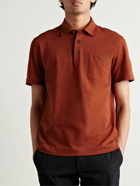 Zegna - Nubuck-Trimmed Cotton-Piqué Polo Shirt - Burgundy