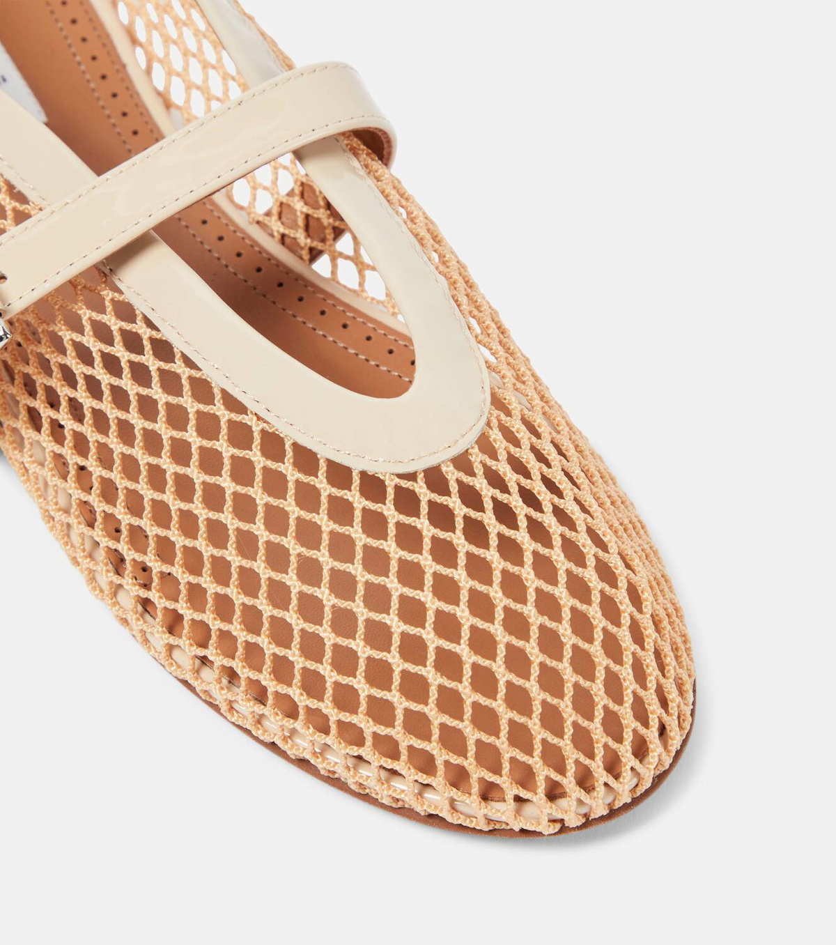 フラットシューズ Leather-trimmed Fishnet Ballet Flats STINE GOYA Leather-trimmed fishnet ballet flats | THE OUTNET