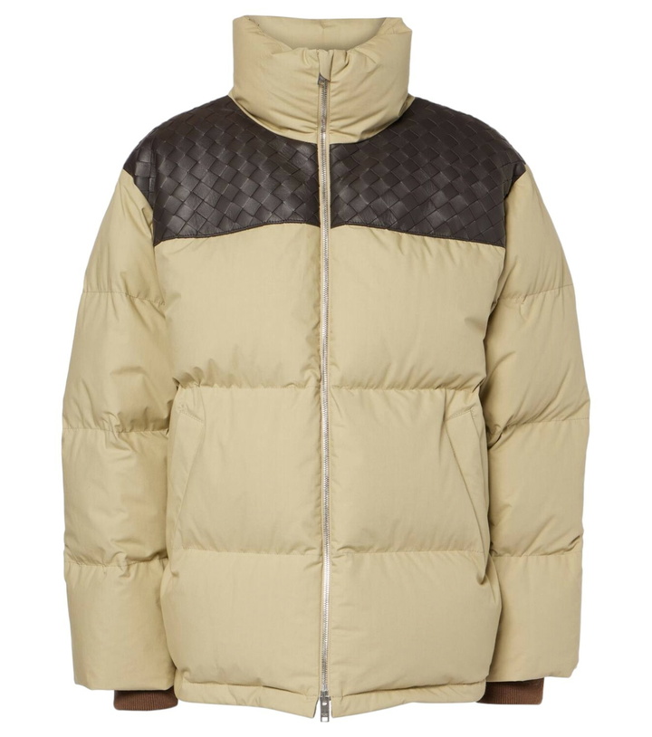 Photo: Bottega Veneta Intrecciato leather-trimmed down jacket