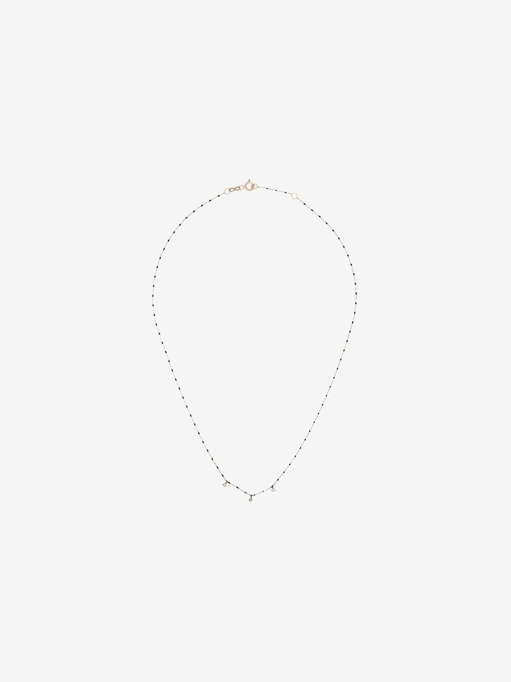 Gigi Clozeau 18K Yellow Gold Beaded Three Diamond Necklace