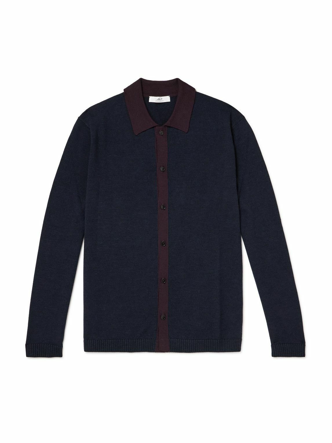 Mr P. - Two-Tone Merino Wool Shirt - Blue