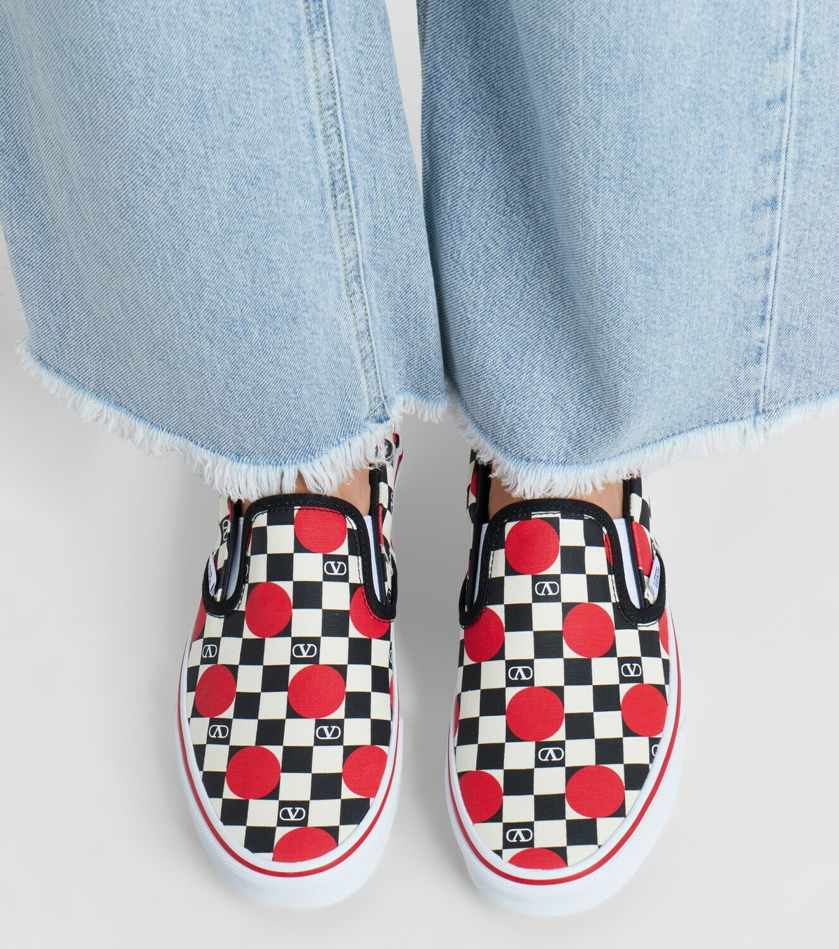 Valentino Garavani x Vans VLogo checked canvas slip-on sneakers