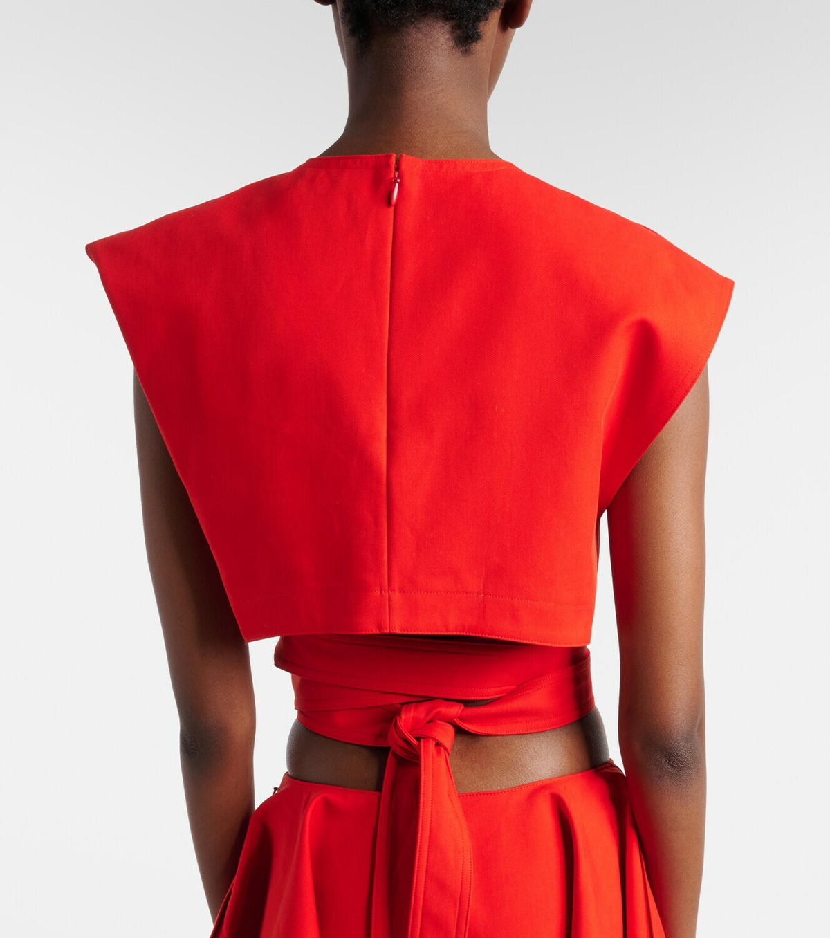 Alaïa Belted cotton gabardine crop top