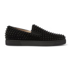 Christian Louboutin - Roller-Boat Spiked Suede Slip-On Sneakers - Black