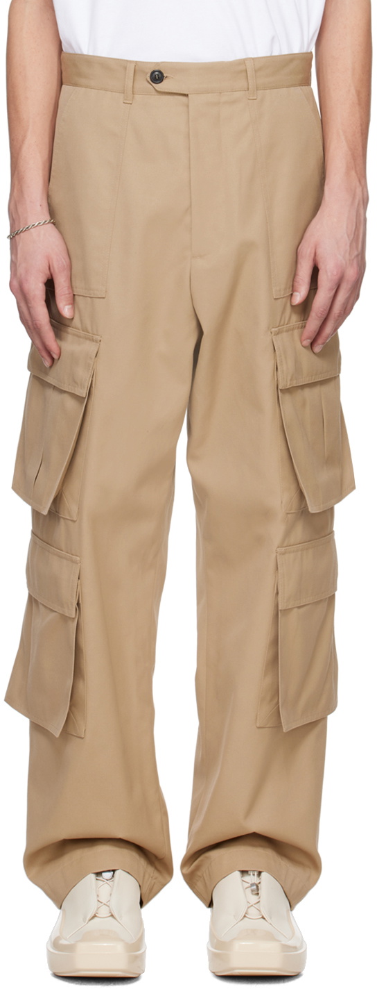 Lownn Beige Wide Leg Cargo Pants