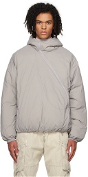 POST ARCHIVE FACTION (PAF) Gray Offset Zip Down Jacket