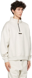 Essentials Grey & Black Mock Neck Half-Zip Sweatshirt