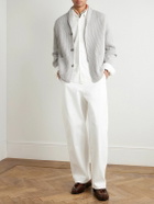 Altea - Shawl-Collar Ribbed Wool Cardigan - Gray